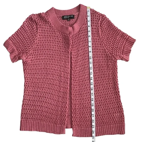 Jones New York Rose Open-Front Crochet Cardigan Short sleeved Sz: XL - Picture 8 of 10